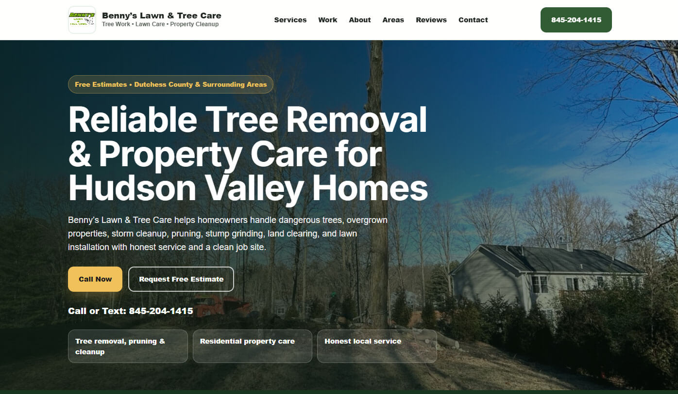 Benny's Lawn & Tree Care website mockup